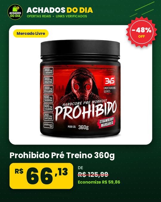 Prohibido Pré Treino 360g, Sabor: Strawberry Margarita (morango)