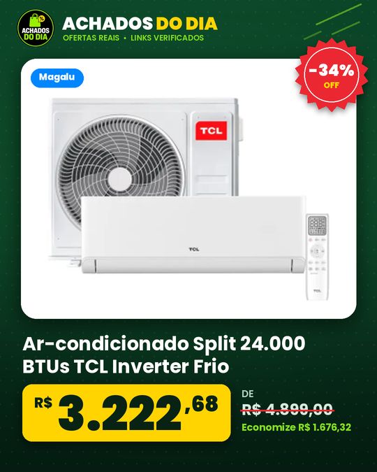 Ar-condicionado Split 24.000 BTUs TCL Inverter Frio BreezeIN AI TAC-24CTG3-INV-I