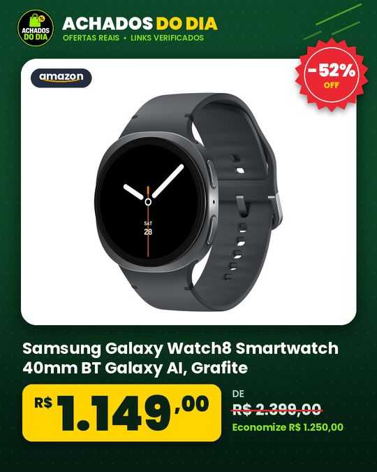 Samsung Galaxy Watch8 Smartwatch 40mm BT Galaxy AI - Grafite