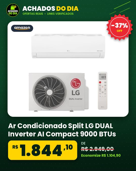 Ar Condicionado Split LG DUAL Inverter AI Compact 9000 BTUs Frio 220V S3-Q09AAQAL