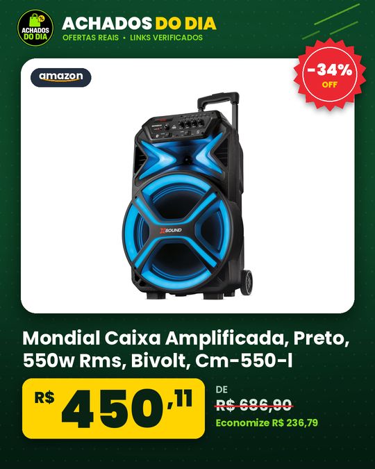 Mondial, Caixa Amplificada, Preto, 550w Rms, Bivolt - Cm-550-l