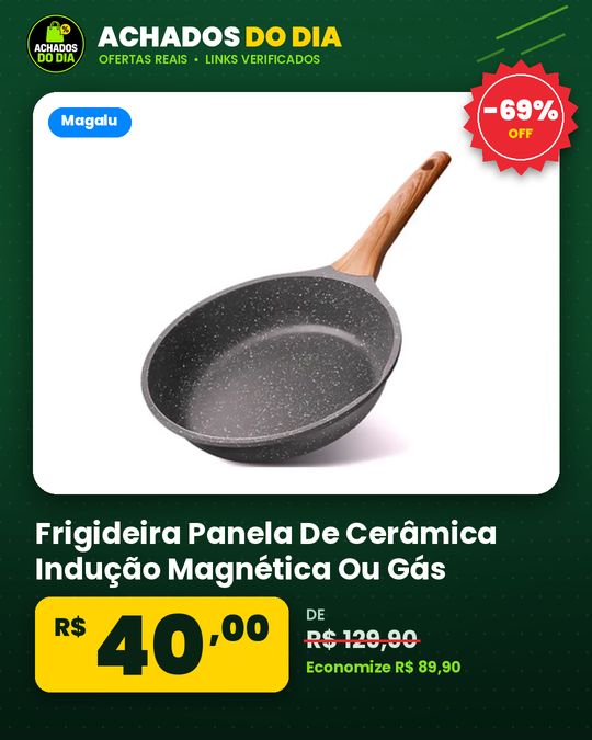 Frigideira Panela De Cerâmica Indução Magnética Ou Gás Compacta Com Cabo Ergonômico Linha Premium MALIBU