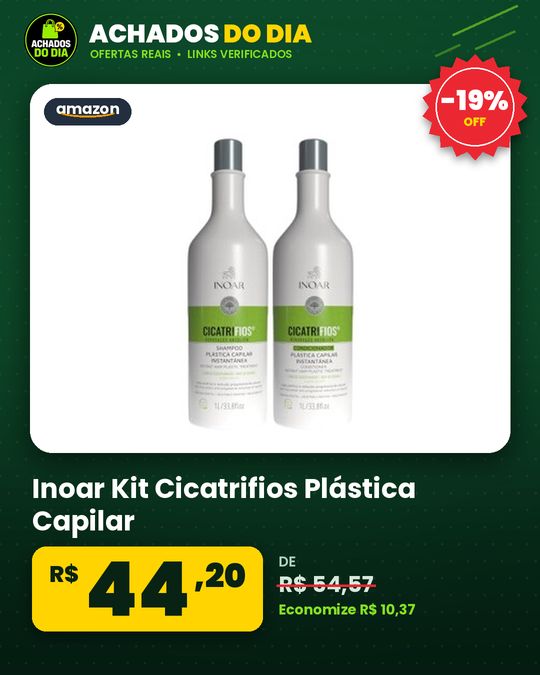 Inoar Kit Cicatrifios Plástica Capilar, Shampoo E Condicionador 2x1l, Redução De Frizz, Brilho Intenso