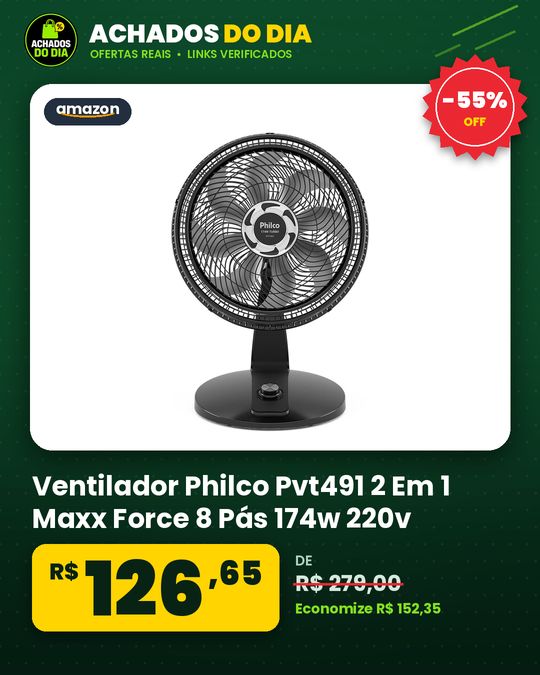 Ventilador Philco Pvt491 2 Em 1 Maxx Force 8 Pás 174w 220v