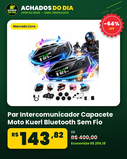 Par Intercomunicador Capacete Moto Kuerl Bluetooth Sem Fio