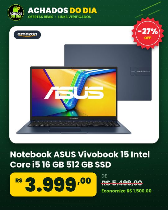 Notebook ASUS Vivobook 15 Intel Core i5 16 GB 512 GB SSD W11 Home 15.6'' FHD Quiet Blue -X1504VA-NJ1745W