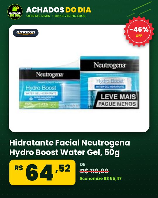 Hidratante Facial Neutrogena Hydro Boost Water Gel, 50g, Kit com 2 Unidades
