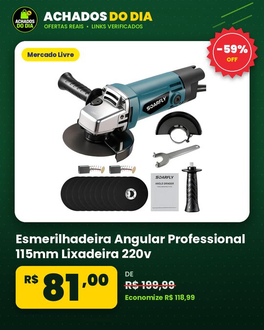 Esmerilhadeira Angular Professional 115mm Lixadeira 220v