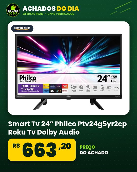 Smart Tv 24” Philco Ptv24g5yr2cp Roku Tv Dolby Audio