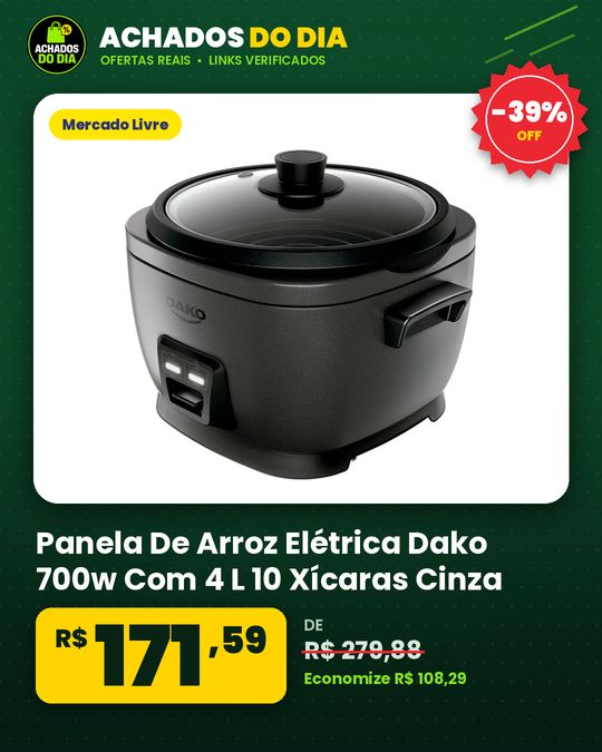 Panela De Arroz Elétrica Dako 700w Com 4 L 10 Xícaras Cinza Cor Cinza-escuro Frequência 60 Hz
