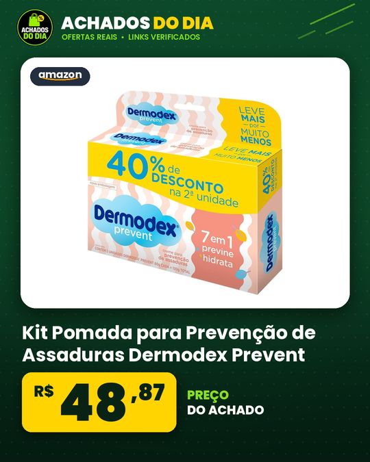 Kit Pomada para Prevenção de Assaduras Dermodex Prevent - 2 Unidades de 60g cada