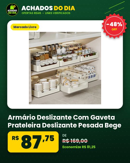 Armário Deslizante Com Gaveta Prateleira Deslizante Pesada Bege