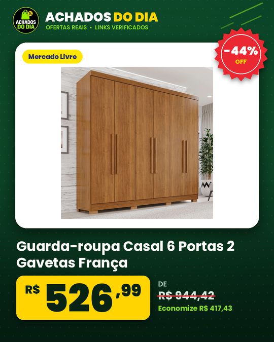 Guarda-roupa Casal 6 Portas 2 Gavetas França