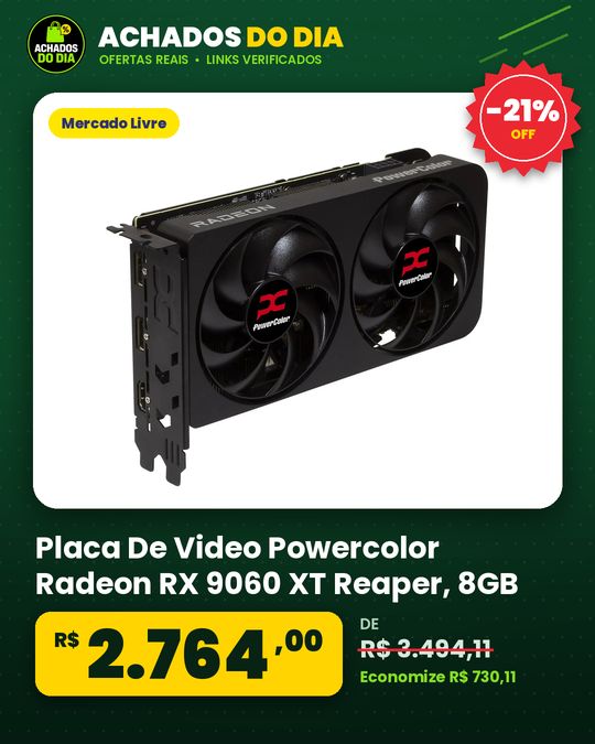Placa De Video Powercolor Radeon RX 9060 XT Reaper, 8GB, 128-bit