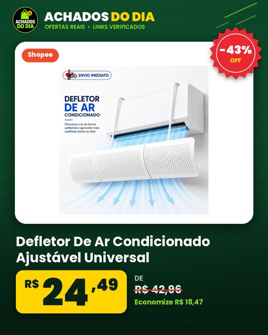 Defletor De Ar Condicionado Ajustável Universal Direcionador de Vento Split Anti Vento Direto Protetor de Ar 56 a 96cm