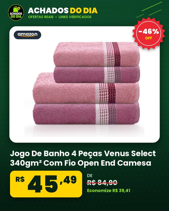 Jogo De Banho 4 Peças Venus Select 340gm² Com Fio Open End Camesa