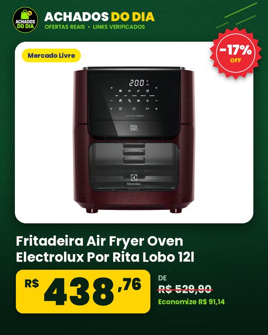 Fritadeira Air Fryer Oven Electrolux Por Rita Lobo 12l Digital Vermelha Escura Experience 1700w Eaf86