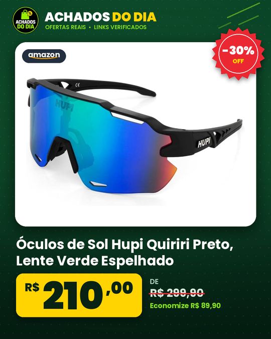 Óculos de Sol Hupi Quiriri Preto - Lente Verde Espelhado