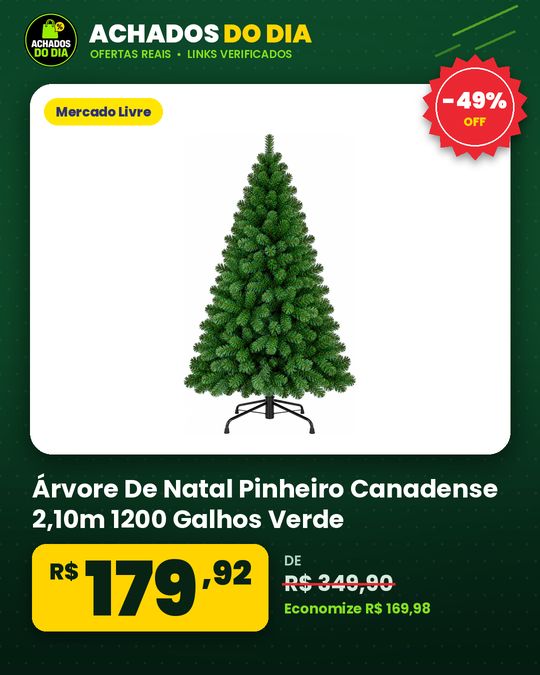 Árvore De Natal Pinheiro Canadense 2,10m 1200 Galhos Verde
