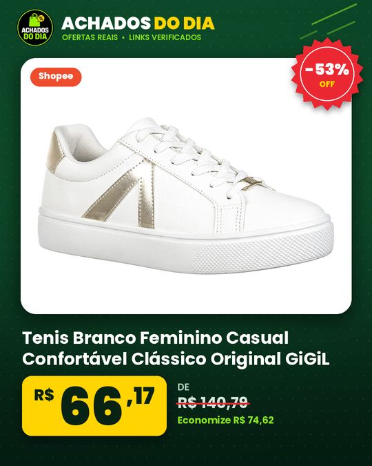 Tenis Branco Feminino Casual Confortável Clássico Original GiGiL