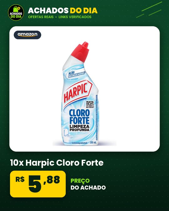 10x Harpic Cloro Forte, Desinfetante e Desodorizador Sanitário, 200ml