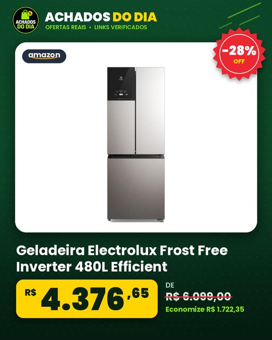 Geladeira Electrolux Frost Free Inverter 480L Efficient AutoSense 3 Portas Inox Look (IM7S) 127V