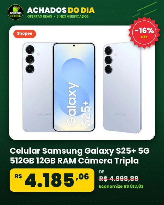 Celular Samsung Galaxy S25+ 5G 512GB 12GB RAM Câmera Tripla de 50+12+10 Tela Grande de 6.7"