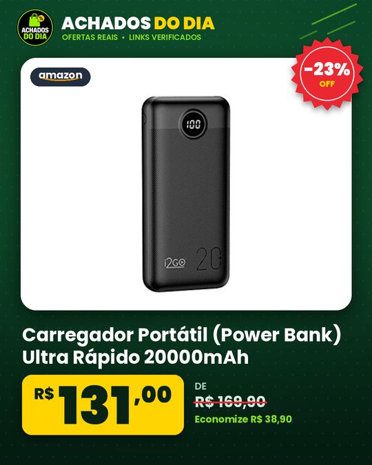 Carregador Portátil (Power Bank) Ultra Rápido 20000mAh