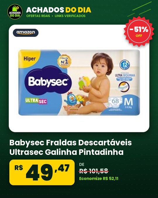 Babysec Fraldas Descartáveis Ultrasec Galinha Pintadinha, 72 Unidades, Tamanho M 5 - 9, 5 Kg, Babysec, Azul, M