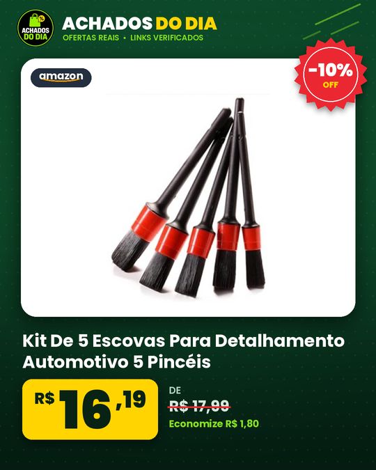 Kit De 5 Escovas Para Detalhamento Automotivo 5 Pincéis Para Lavagem Detalhada Automotiva Limpeza De Rodas