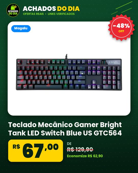 Teclado Mecânico Gamer Bright Tank LED Switch Blue US GTC564