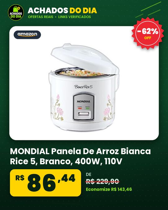 MONDIAL Panela De Arroz Bianca Rice 5, Branco, 400W, 110V - NPE-05-5X