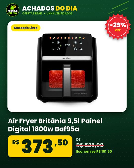 Air Fryer Britânia 9,5l Painel Digital 1800w Baf95a