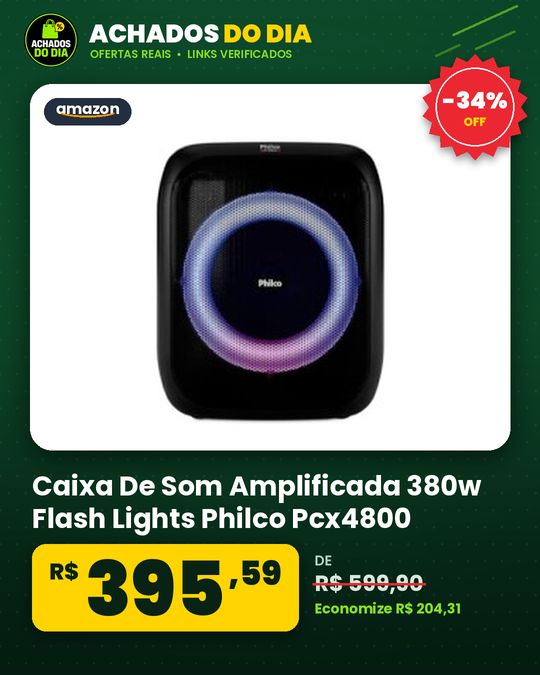 Caixa De Som Amplificada 380w Flash Lights Philco Pcx4800