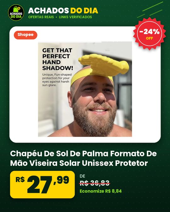 Chapéu De Sol De Palma Formato De Mão Viseira Solar Unissex Protetor