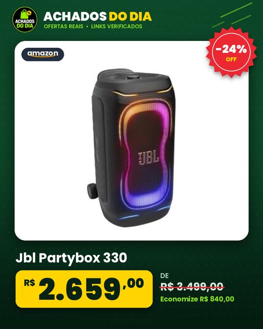 Jbl Partybox 330, Caixa De Som Bluetooth Portátil Para Festas, Preta