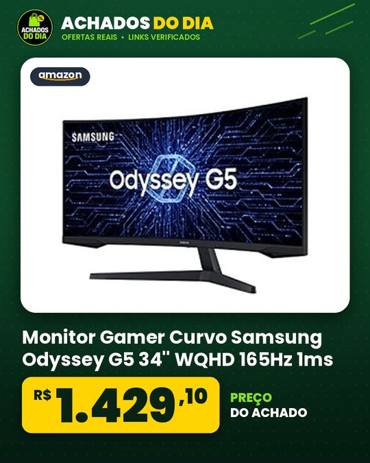 Monitor Gamer Curvo Samsung Odyssey G5 34'' WQHD 165Hz 1ms