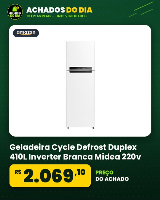 Geladeira Cycle Defrost Duplex 410L Inverter Branca Midea 220v