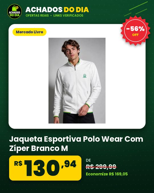 Jaqueta Esportiva Polo Wear Com Zíper Branco M