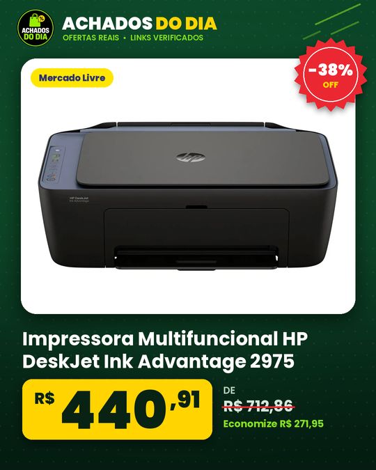 Impressora Multifuncional HP DeskJet Ink Advantage 2975 Colorida 1 USB 2.0 de alta velocidade Wi-Fi de banda dupla