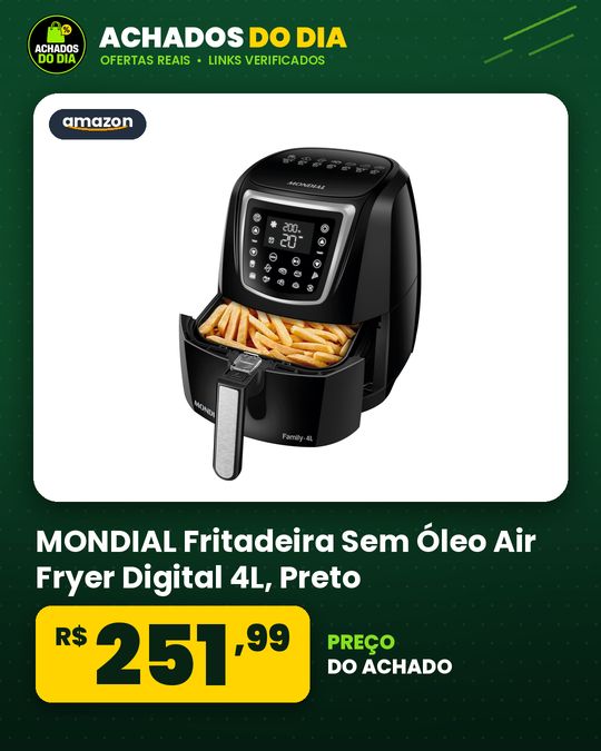 MONDIAL Fritadeira Sem Óleo Air Fryer Digital 4L, Preto, 1500W, 220V - AFN-40-DI