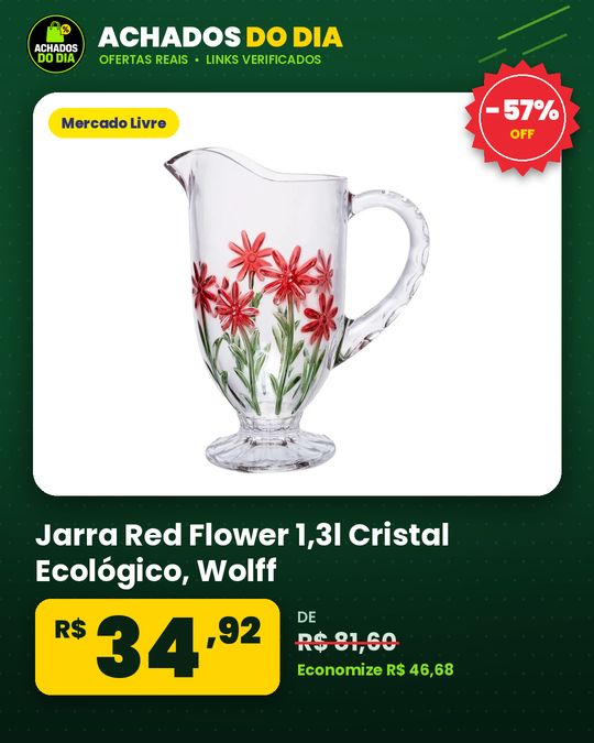 Jarra Red Flower 1,3l Cristal Ecológico - Wolff