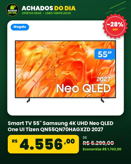 Smart TV 55" Samsung 4K UHD Neo QLED One UI Tizen QN55QN70HAGXZD 2027