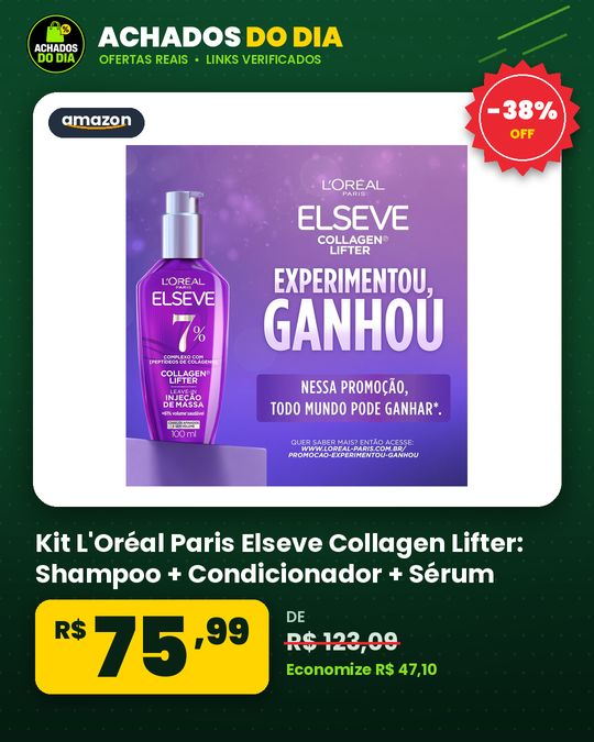 Kit L'Oréal Paris Elseve Collagen Lifter: Shampoo + Condicionador + Sérum