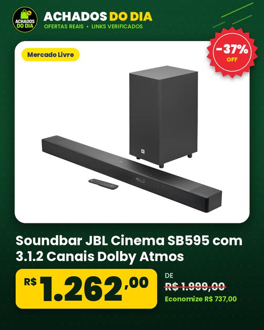 Soundbar JBL Cinema SB595 com 3.1.2 Canais Dolby Atmos