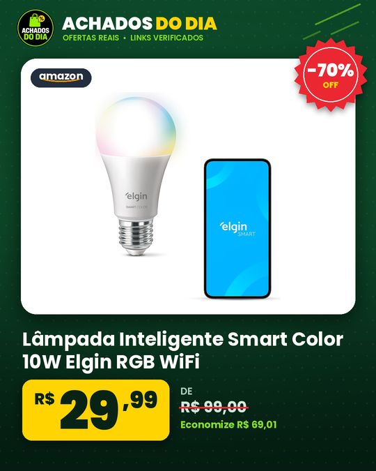 Lâmpada Inteligente Smart Color 10W Elgin RGB WiFi