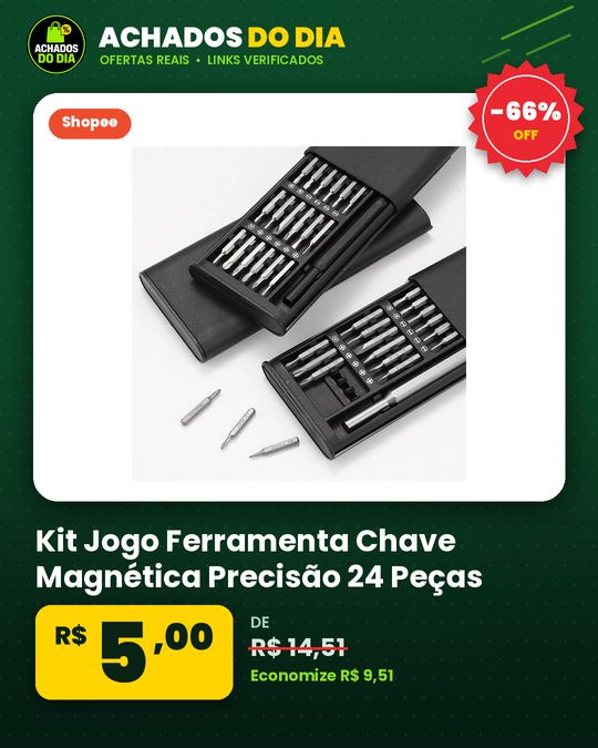 Kit Jogo Ferramenta Chave Magnética Precisão 24 Peças Pequenos Reparos Celular Pc Notebook Óculos