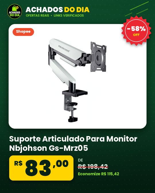 Suporte Articulado Para Monitor Nbjohson Gs-Mrz05, 13 Pol a 32 Pol, Branco, Nb-Gs-Mrz05-Wh