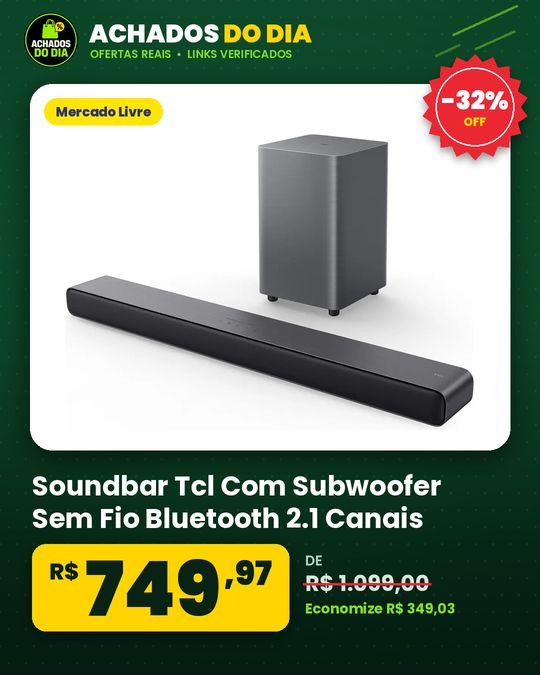 Soundbar Tcl Com Subwoofer Sem Fio Bluetooth 2.1 Canais 220w Rms Hdmi Arc S55h