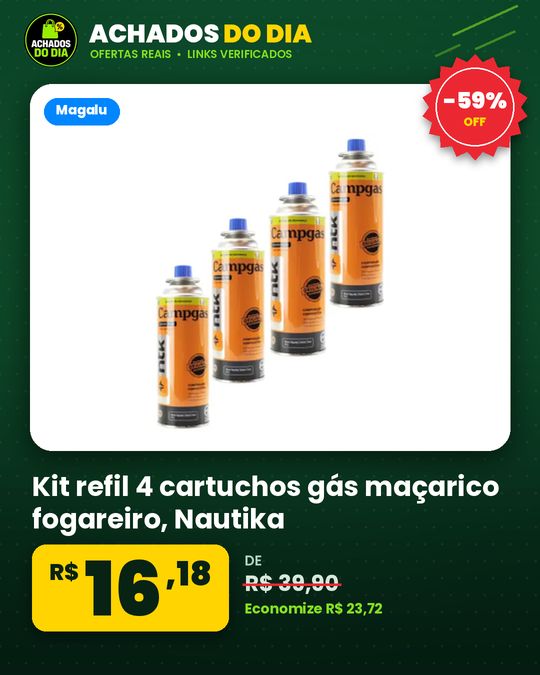 Kit refil 4 cartuchos gás maçarico fogareiro - Nautika